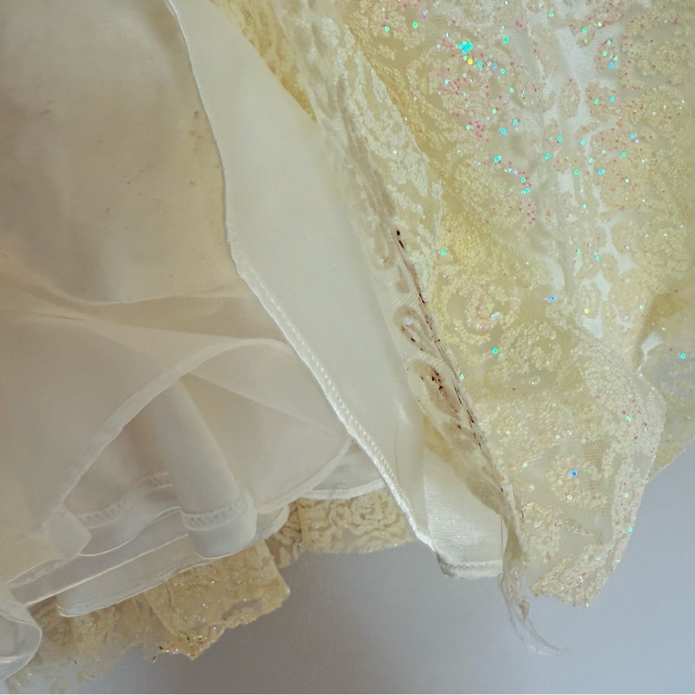 Shimmering Cream Sequin strapless Dress size S - Picture 8 of 11